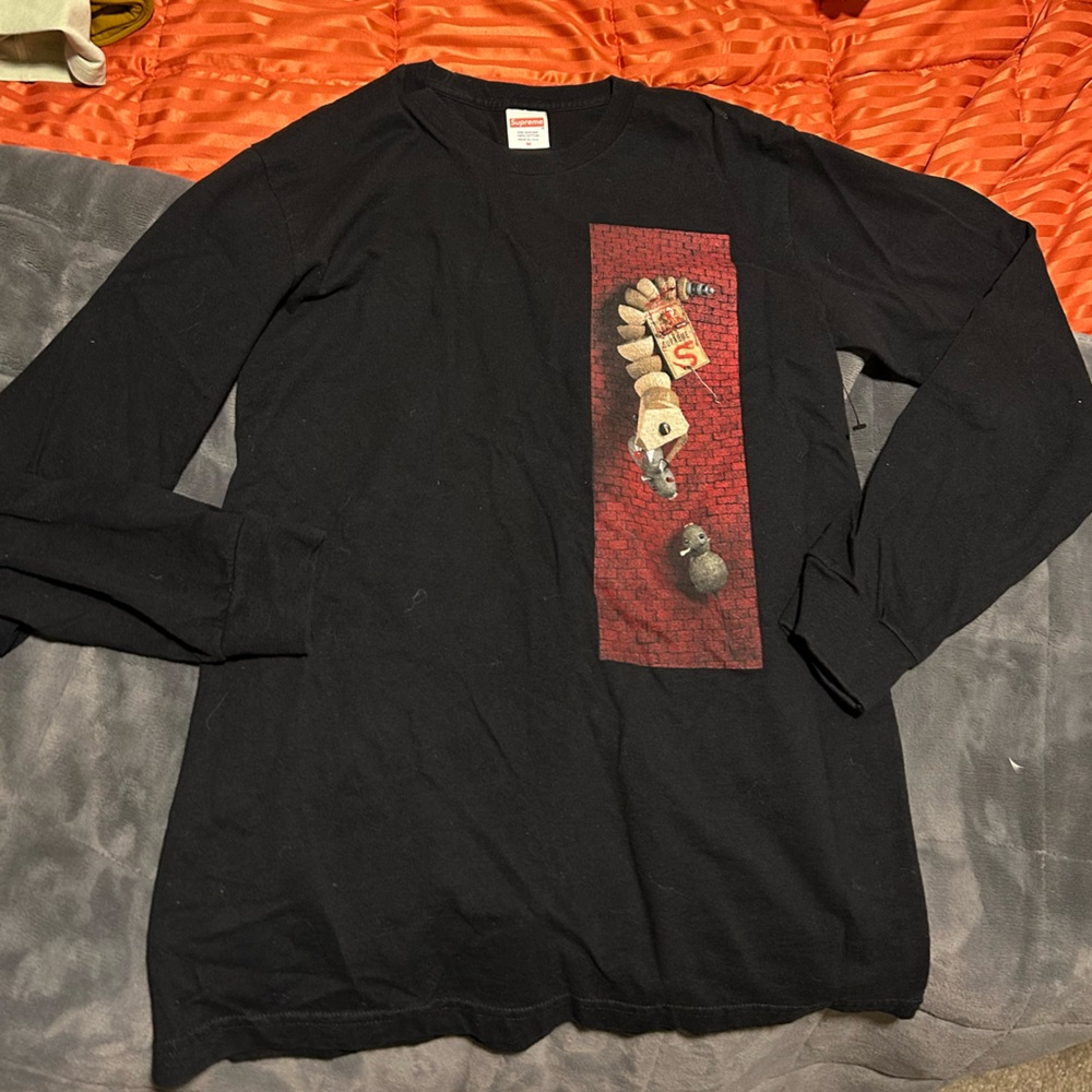 SUPREME SS17 Mike Hill Snake Trap Long Sleeve Black Graphic T -Shirt US sz M